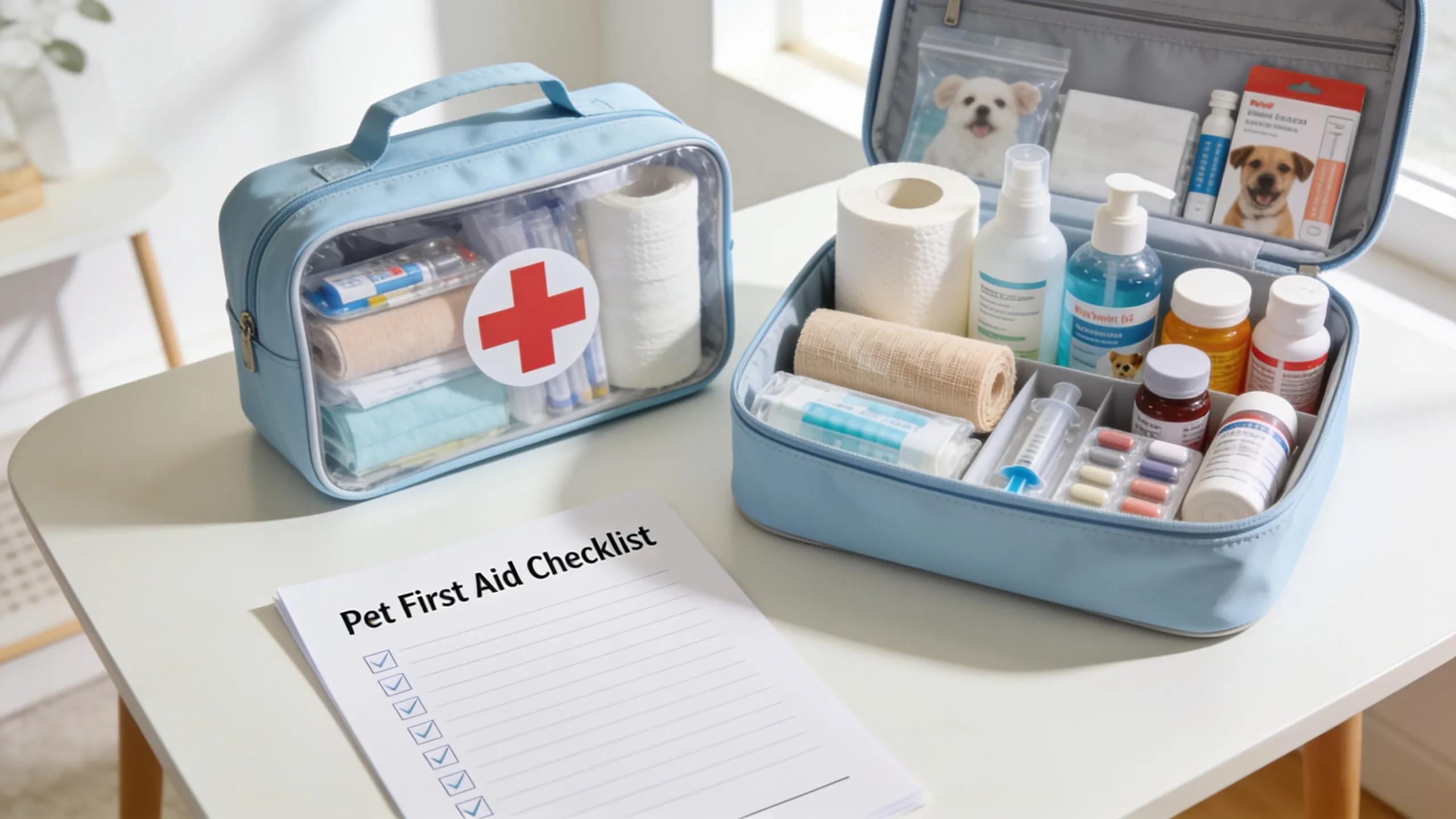 Well-stocked pet first aid kit with essential emergency supplies