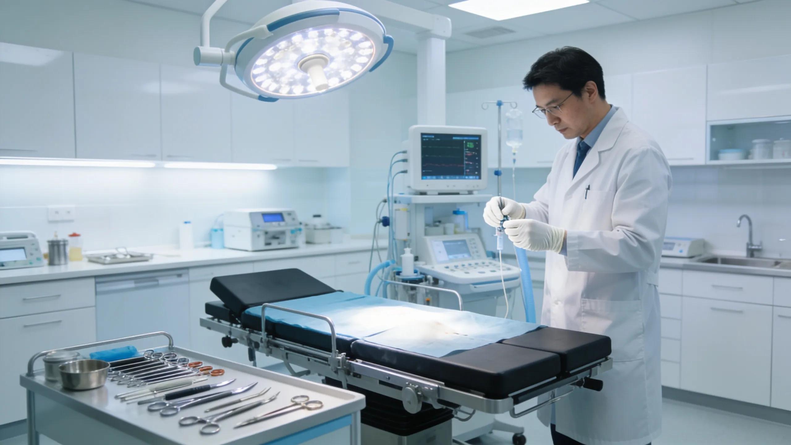 Modern veterinary surgical suite with advanced medical equipment