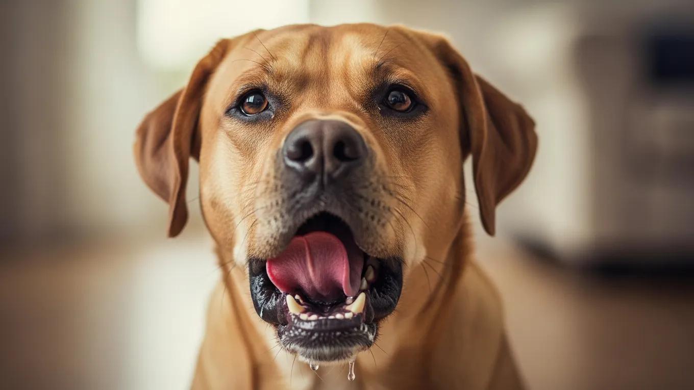 Dog exhibiting labored breathing, indicating a potential medical emergency