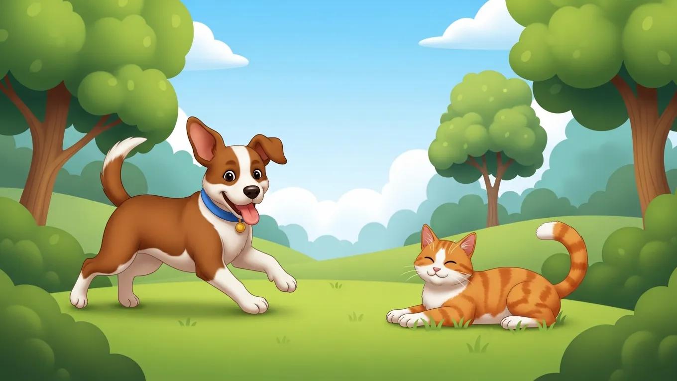 Happy dog and cat enjoying a sunny day in the park, symbolizing pet wellness and preventive care